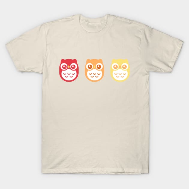 Red Orange Yellow Baby Owls T-Shirt by ClaudiaRinaldi